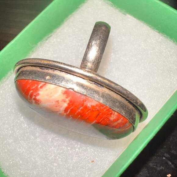 Natural Snake Skin Jasper 925 Sterling Silver Ring - Picture 3 of 4